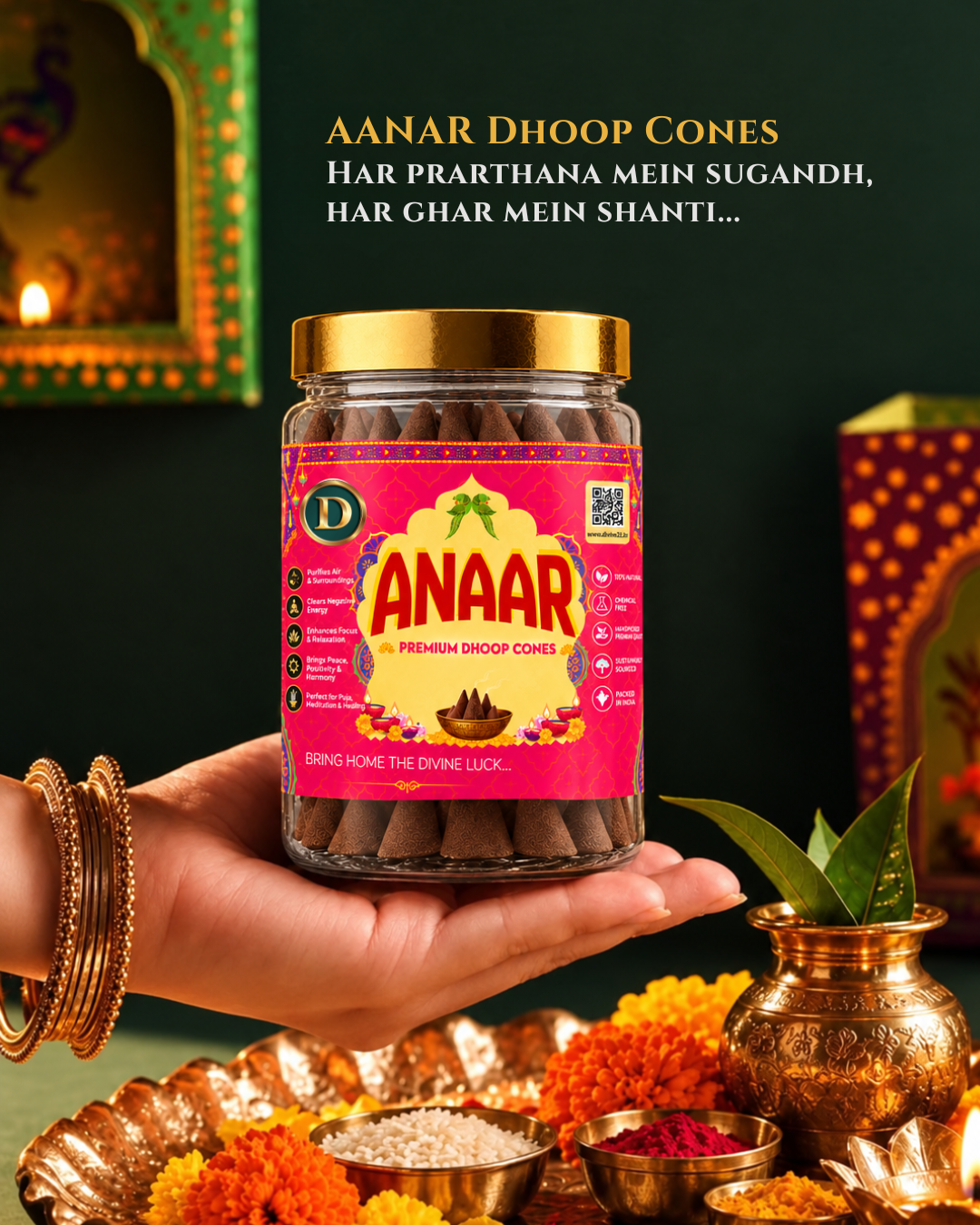 AANAR Diwali Special Dhoop Cones | Buy 1 Get 1 Free | 200G JAR