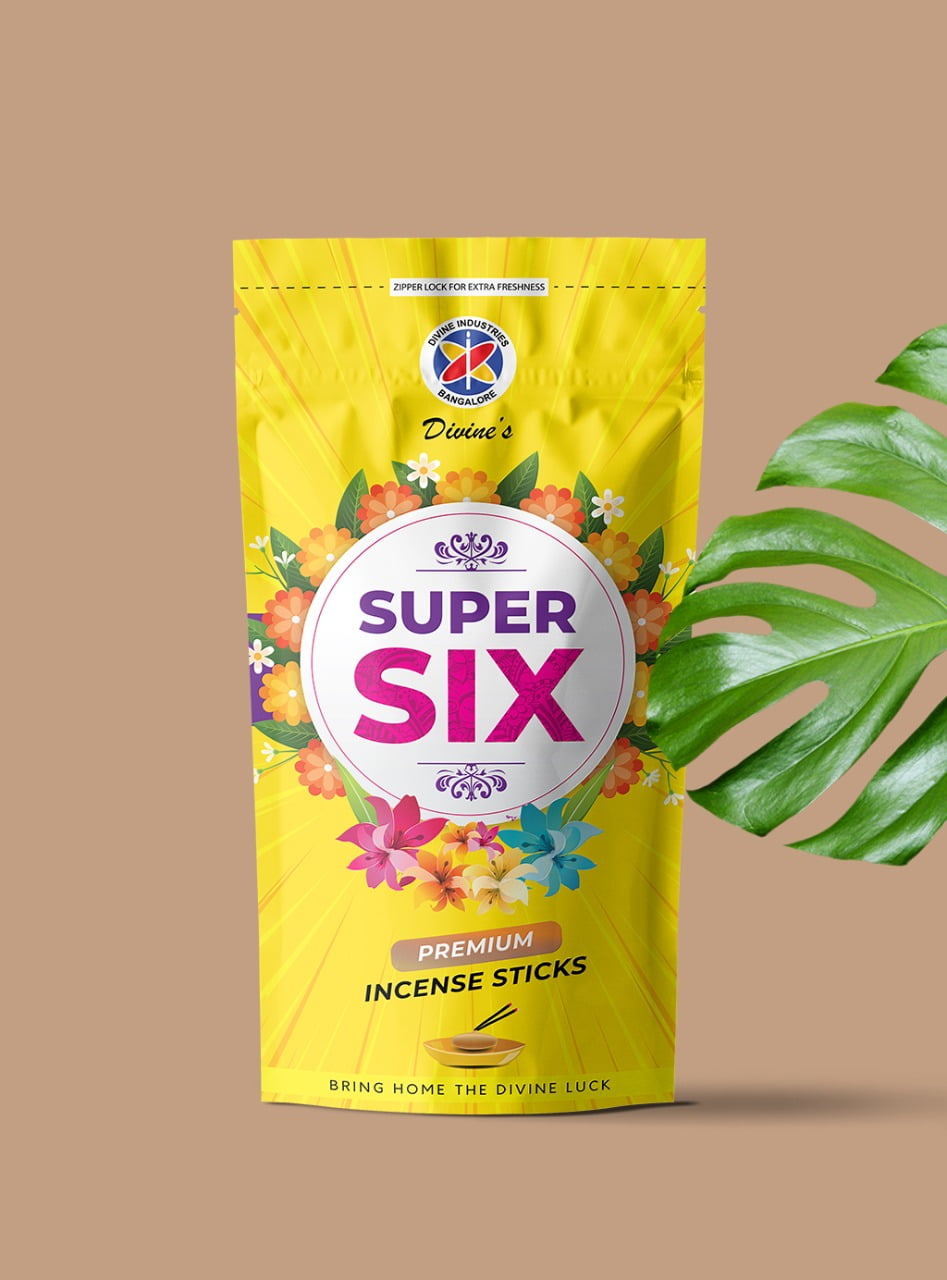 Divine's Super Six Agarbatti | Pack of 4 | 110g Each Pack