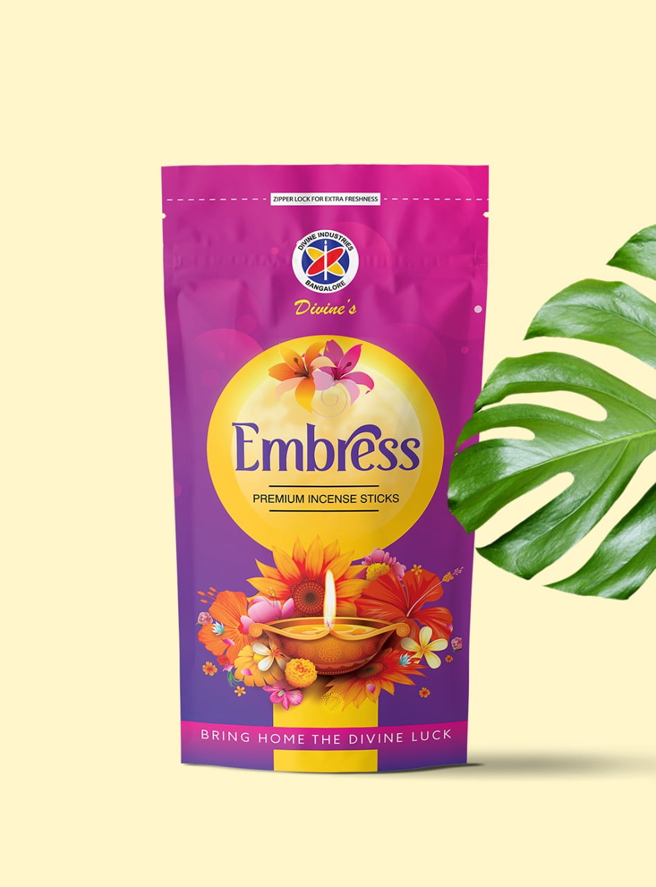 Divine's Embrace Zipper Agarbatti | Pack of 4 | 110g Each Pack
