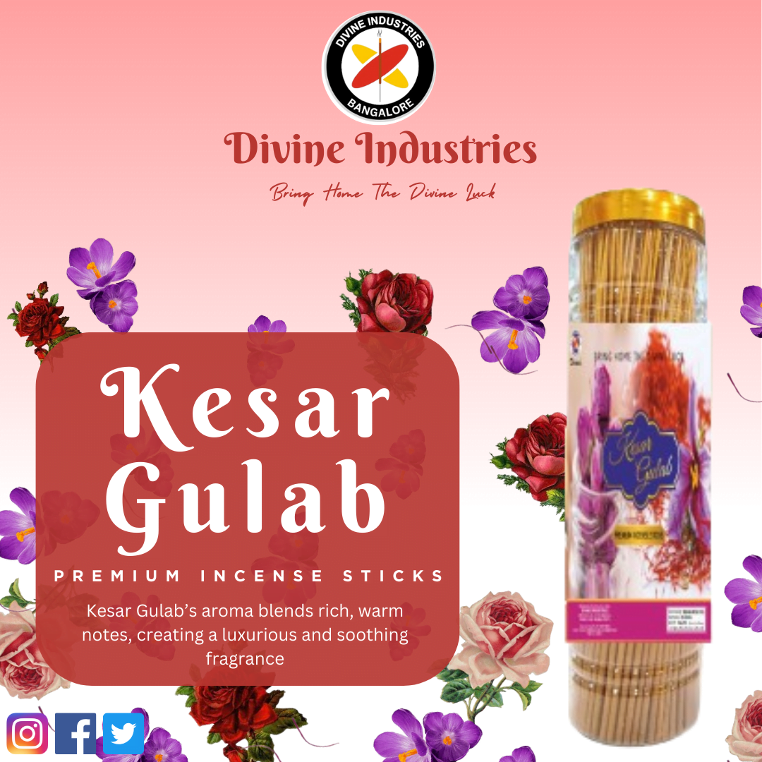 Divine's Kesar Gulab Incense Sticks Jar