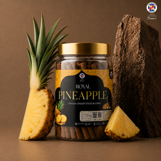Pineapple Dhoop Stick Jar | Long-Lasting Aroma | Charcoal-Free Bambooless Dhoop Batti | 4 Inch, 200g | For Puja & Meditation (Pack of 1, Pineapple)