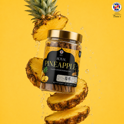 Pineapple Dhoop Stick Jar | Long-Lasting Aroma | Charcoal-Free Bambooless Dhoop Batti | 4 Inch, 200g | For Puja & Meditation (Pack of 1, Pineapple)