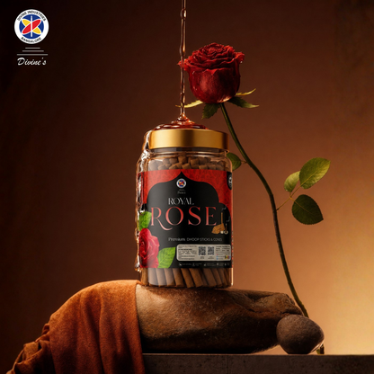 Royal Rose Dhoop Stick Jar | Long-Lasting Aroma | Charcoal-Free Bambooless Dhoop Batti | 4 Inch, 200g | For Puja & Meditation (Pack of 1, Royal Rose)Meditation (Pack of 1, Hawan)