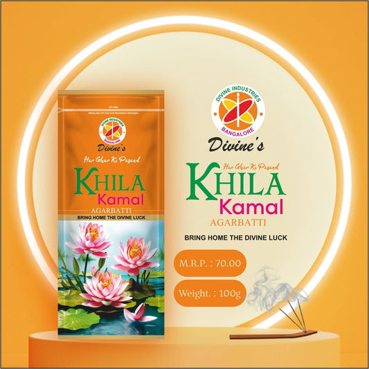 Divine's Khila Kamal Zipper Agarbatti | Pack of 4 | 100g Each Pack