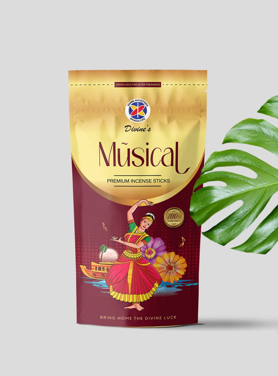 Divine's Musical Agarbatti | Pack of 4 | 110g Each Pack