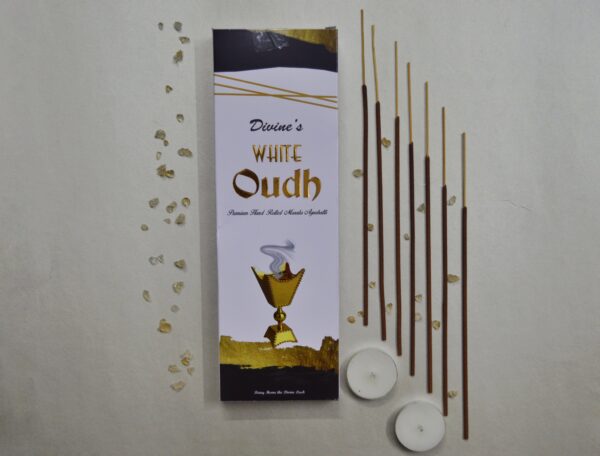 Divine's white oudh Luxury Masala Handrolled agarbatii